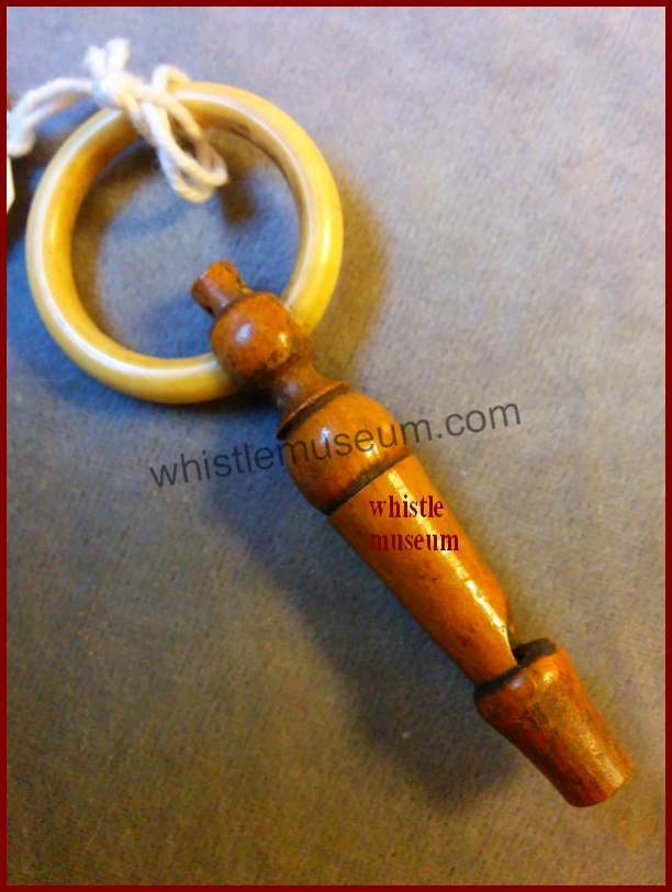 19th Century round whistle Ivory Teether , whistle museum