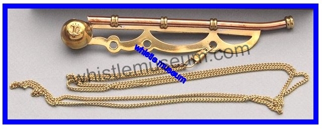 Ares India New 5 Brass Boatswain Whistle with Chain Bosun Call Pipe Nautical Marine Gold Finish 