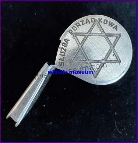 This image has an empty alt attribute; its file name is King-David-Star-Magen-David-Jewish-Police-Ghetto-Warsaw-1940s-Pocket-whistle-whistle-museum.jpg