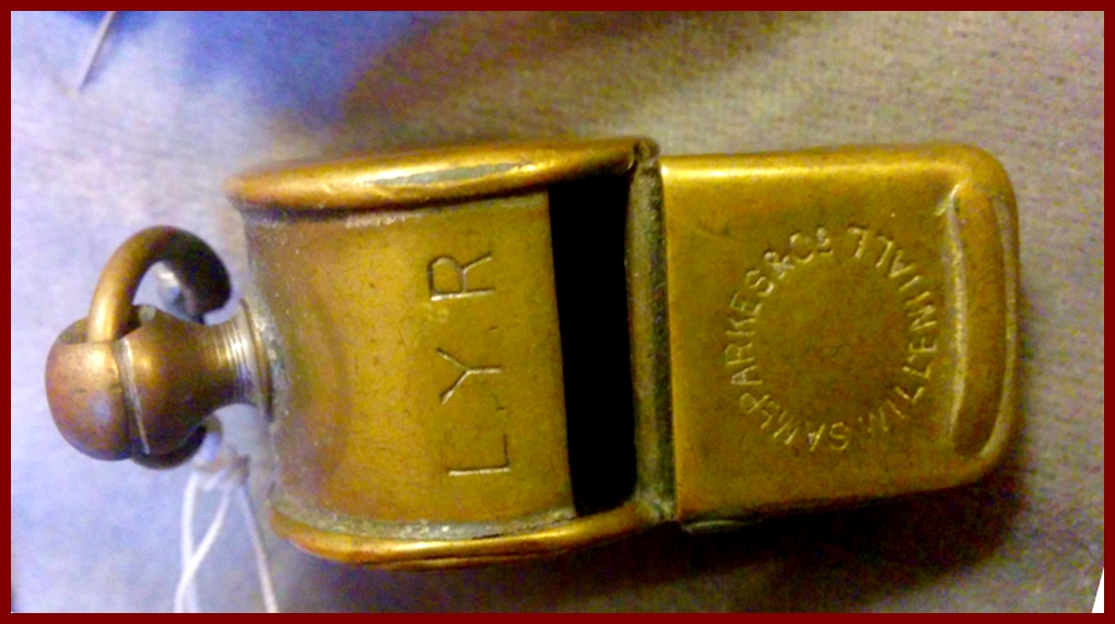 Alfred DeCourcy made button style whistle whistle museum LYR railway 1880s whistle museum