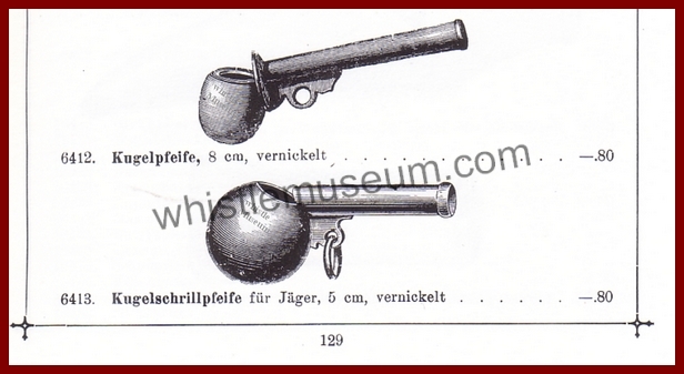 German Julius Heinirich Zimmerman 1899 spherical Kugelschriller pfeife whistle museum