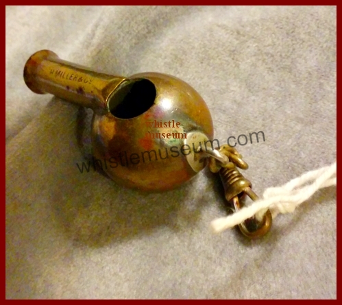 H. Miller & Co. Birmingham 19th Century whistlesFlared mouthpith & Nickel silver Loop spherical whistle, whistle museum